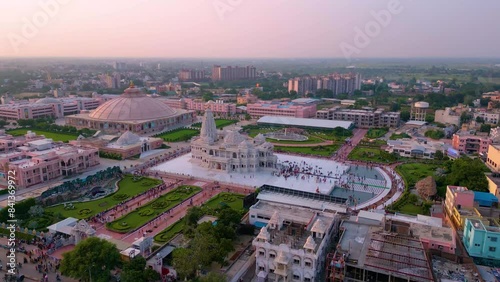 Aerial View of Pram mandir, Love Temple Vrindavan Mathura India photo