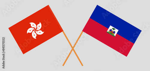 Photography Crossed flags of Hong Kong and Haiti