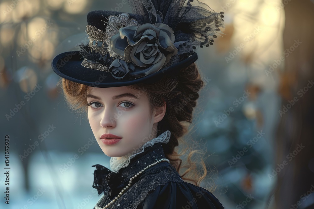 Stylish Beautiful victorian lady elegant. Medieval person. Generate Ai Stylish Beautiful victorian lady elegant. Medieval person. Generate Ai