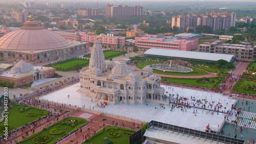 Aerial View of Pram mandir, Love Temple Vrindavan Mathura India photo