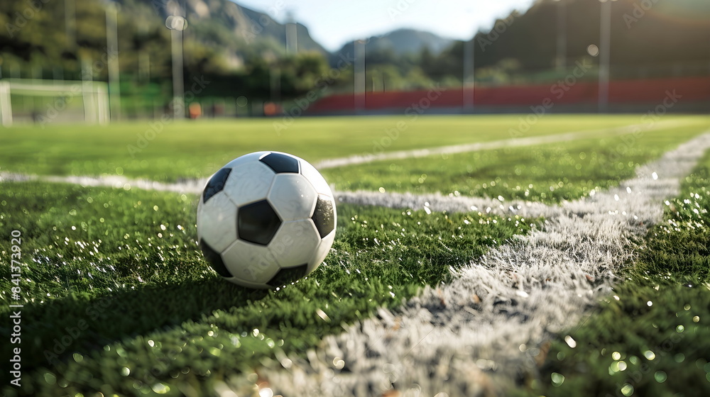 Soccer Ball Field Grass Morning Dew Stadium Lights Soccer Ball Field Grass Morning Dew Stadium Lights