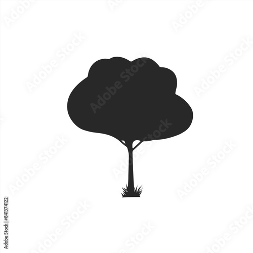Black tree vector single icon illustration on white background silhouette art black white stock plant illustration