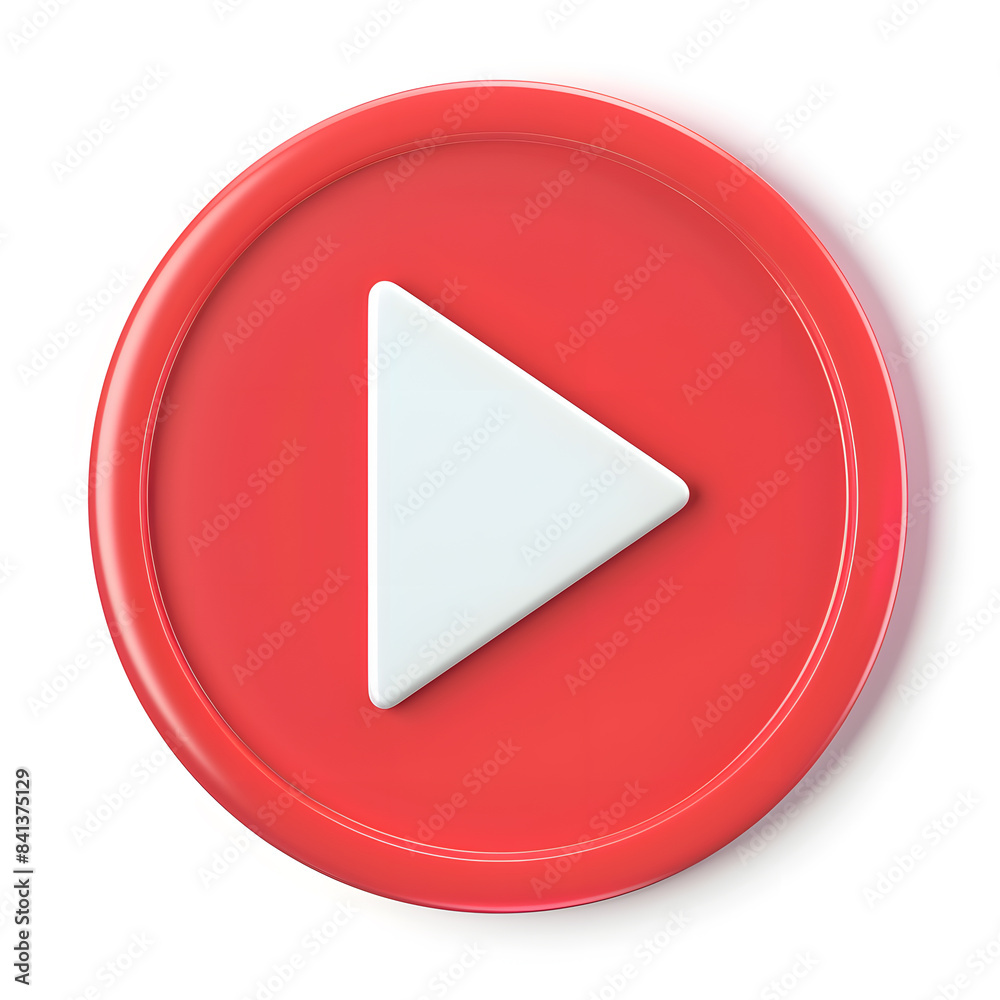 3D red play button top view isolated on white background
3D red play button top view isolated on white background