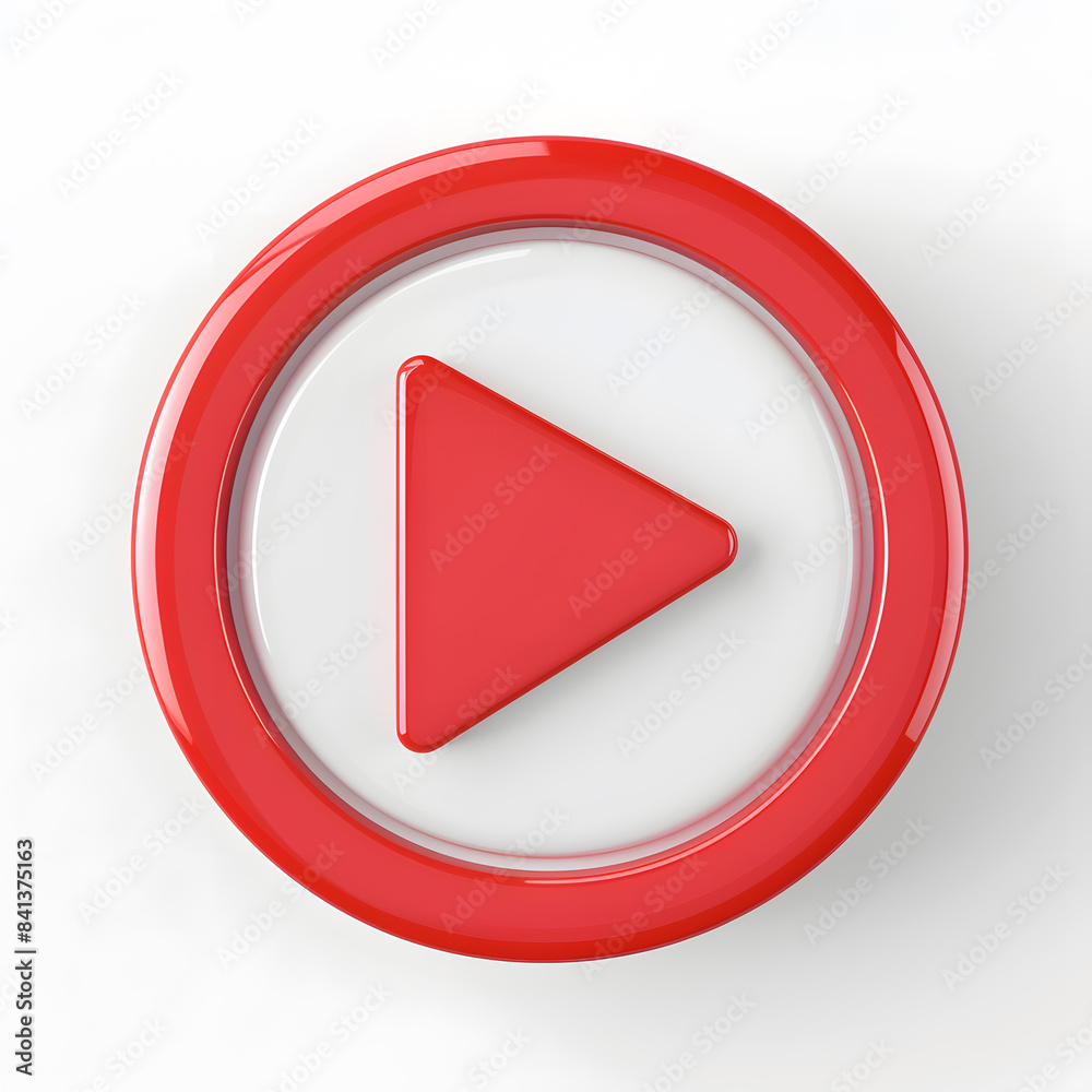 3D red play button top view isolated on white background
3D red play button top view isolated on white background
