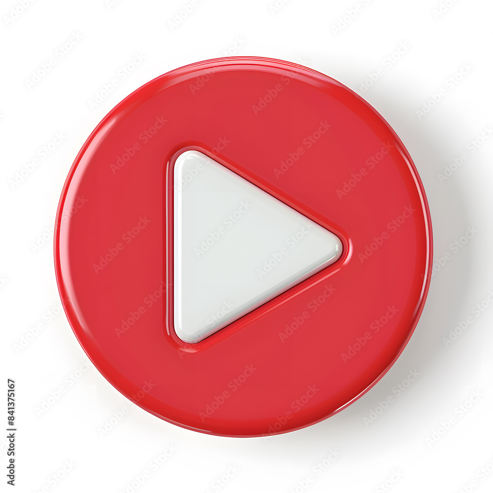 3D red play button top view isolated on white background
3D red play button top view isolated on white background