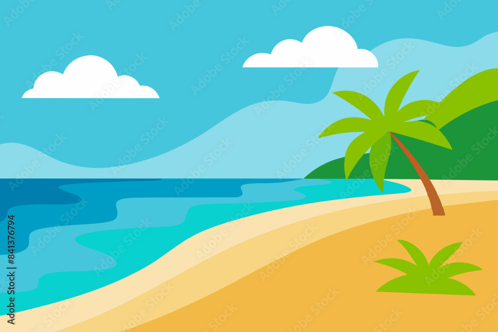 beach with palm tree vector illustration beach with palm tree vector illustration