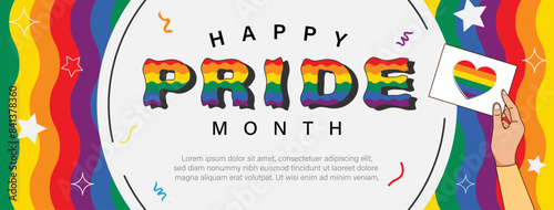 Happy pride month colorful rainbow banner background vector design