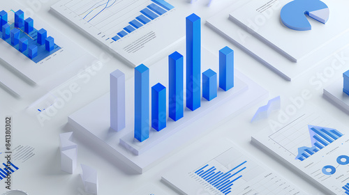 3D image of a bar graph positioned on a piece of paper.