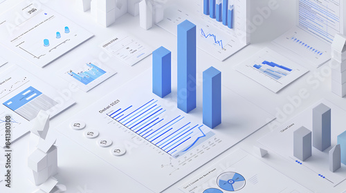 3D image of a bar graph positioned on a piece of paper.