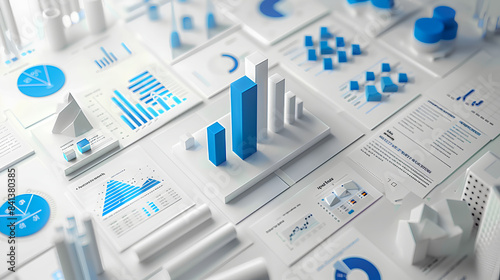 3D image of a bar graph positioned on a piece of paper.