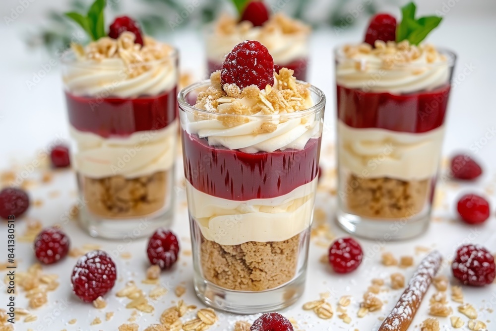Parfait with layers of granola, yogurt, and raspberries, vibrant and delightful, perfect for breakfast lovers, colorful breakfast photography, sweet Parfait with layers of granola, yogurt, and raspberries, vibrant and delightful, perfect for breakfast lovers, colorful breakfast photography, sweet