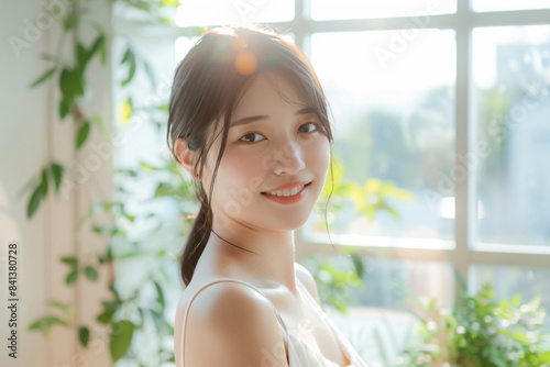 a woman in a white dress is smiling Free Download a woman in a white dress is smiling - GFXLoad