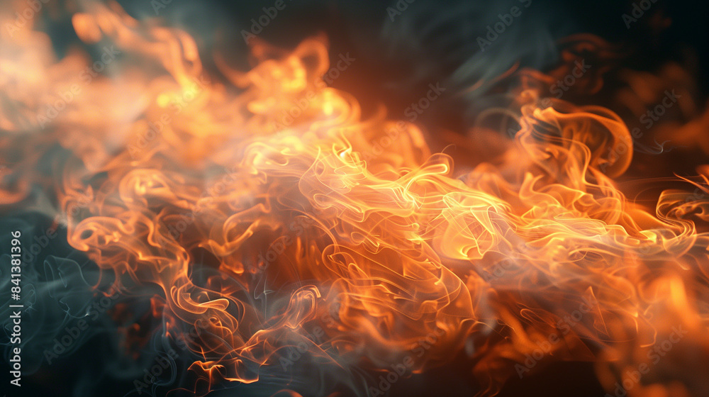 Abstract Fire and Smoke, Red yellow fire color Abstract Fire and Smoke, Red yellow fire color