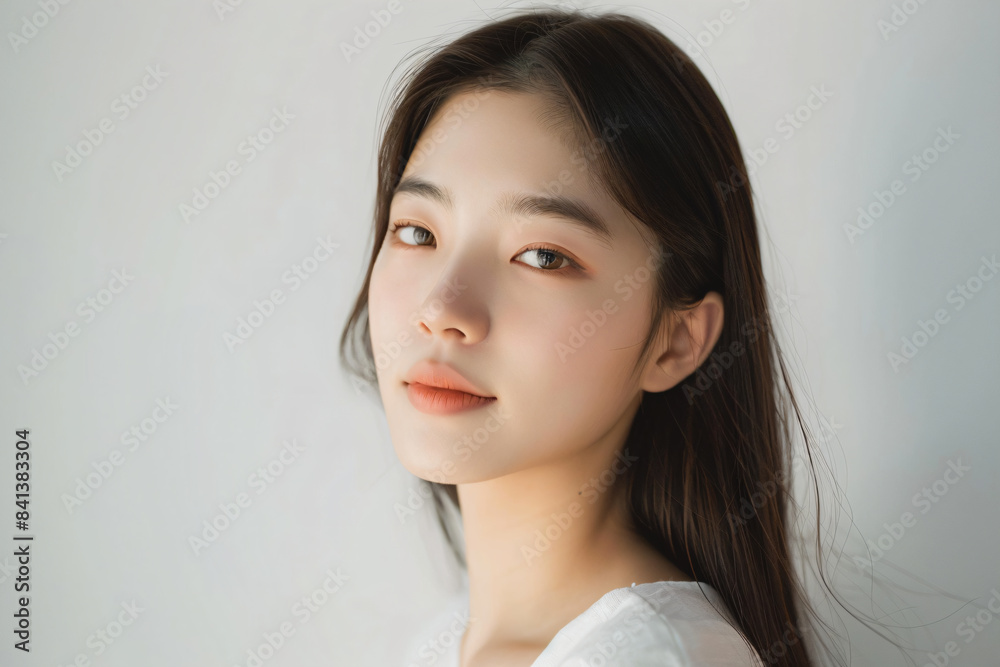 a woman with long hair and a white shirt a woman with long hair and a white shirt