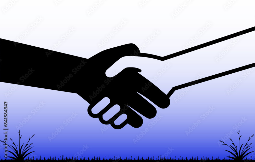 Fototapeta premium two businessmen shaking hands. Continuous one line drawing illustration vector