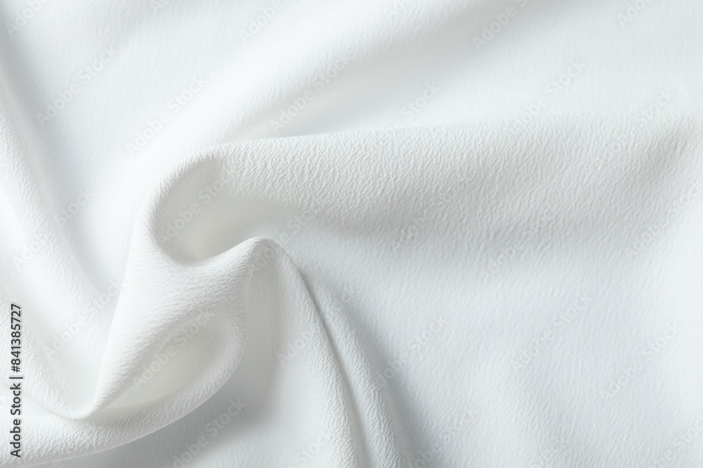 Fototapeta premium Texture of white fabric as background, top view