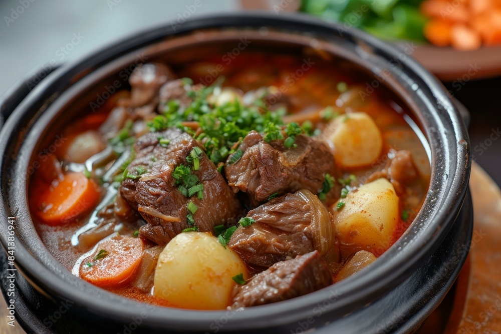 Comforting Beef stew pot vegetables. Pork pot. Generate Ai Comforting Beef stew pot vegetables. Pork pot. Generate Ai