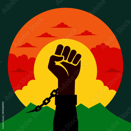 Juneteenth Fist and Chain Vector Illustration on Background