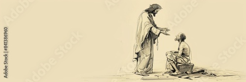 Biblical Illustration of Jesus' Parable of the Rich Man, Ideal for Banner,Christian banner