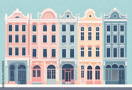 a row of colorful heritage shophouses in singapore with the windows and doors