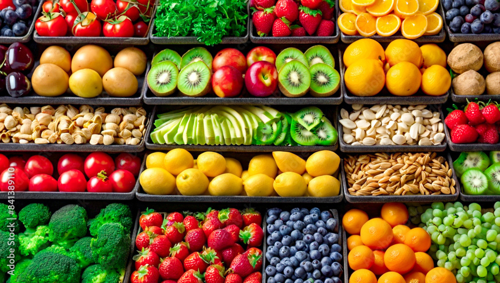 Vegetables, fruits, healthy food and grains - various herbal medicines, 5 food groups that are beneficial to the body.concept Health & Fitness.High quality photos.