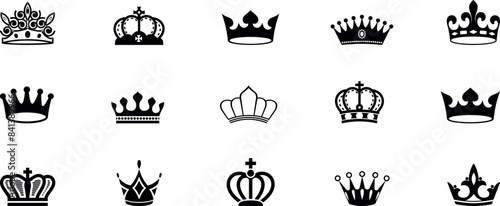 Collection of Crowns, Black Art, Silhouette, Decorative Crown Design