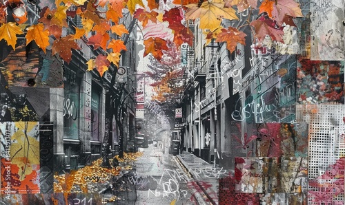Abstract illustration of urban landscape in the autumn