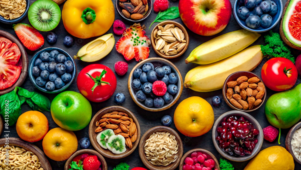 Vegetables, fruits, healthy food and grains - various herbal medicines, 5 food groups that are beneficial to the body.concept Health & Fitness.High quality photos. Vegetables, fruits, healthy food and grains - various herbal medicines, 5 food groups that are beneficial to the body.concept Health & Fitness.High quality photos.