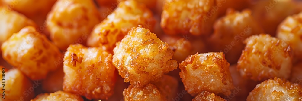 A tater tots close up, food design, dynamic, dramatic compositions, with copy space. A tater tots close up, food design, dynamic, dramatic compositions, with copy space.