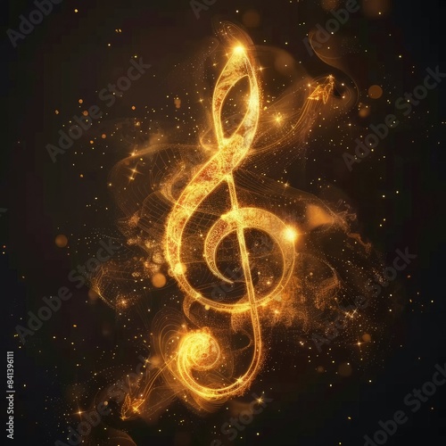 Melodies are floating through the air, musical notes echoing with radiant and sonic vibration 