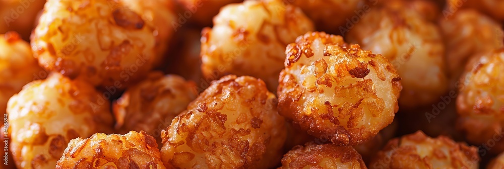 A tater tots close up, food design, dynamic, dramatic compositions, with copy space. A tater tots close up, food design, dynamic, dramatic compositions, with copy space.