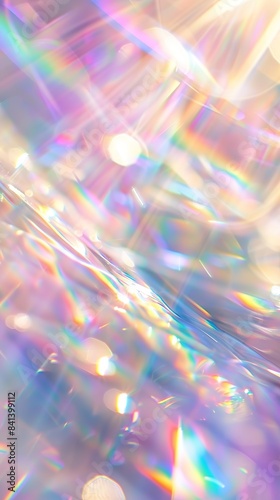 abstract prism light rainbow reflection background with vibrant holographic pastel colors, creating stunning and dreamy visual effect, digital art, fashion design, shiny flare glossy texture.