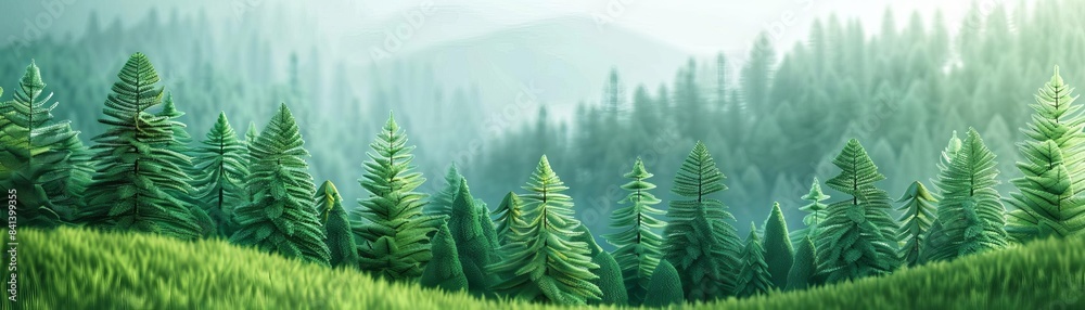 Obraz premium Sustainability-focused data visualization tools aiding forest management, side view, emphasizing the role of data in conservation, advanced tone, Analogous Color Scheme
