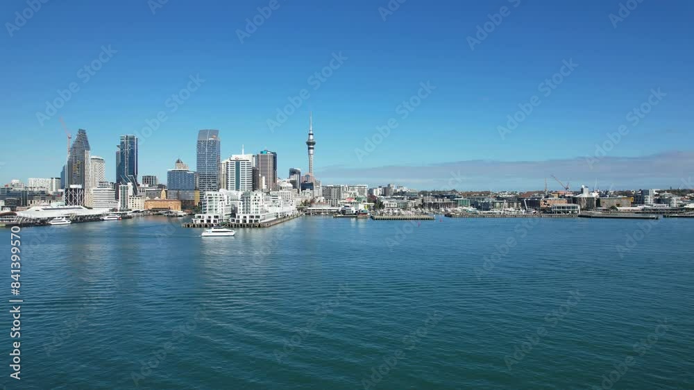 Auckland Bay With City Skyline In New Zealand - Aerial Drone Shot Auckland Bay With City Skyline In New Zealand - Aerial Drone Shot