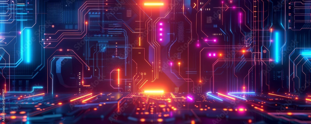 An abstract representation of a futuristic cityscape. Glowing neon lights illuminate the towering skyscrapers, creating a vibrant and dynamic scene. An abstract representation of a futuristic cityscape. Glowing neon lights illuminate the towering skyscrapers, creating a vibrant and dynamic scene.