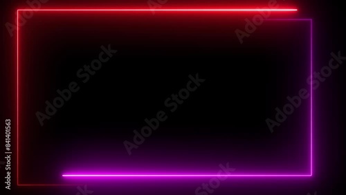 Wallpaper Mural Neon rectangle frame red and pink. Neon rectangle border. Seamless loop Torontodigital.ca