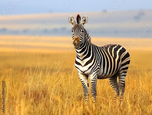 Striking Zebra Standing Majestically in the African Savanna with Dramatic Lighting and Copy Space