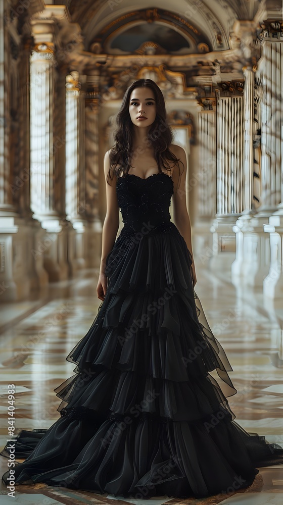 Dramatic High Fashion Editorial of Model in Opulent Historical Setting Dramatic High Fashion Editorial of Model in Opulent Historical Setting