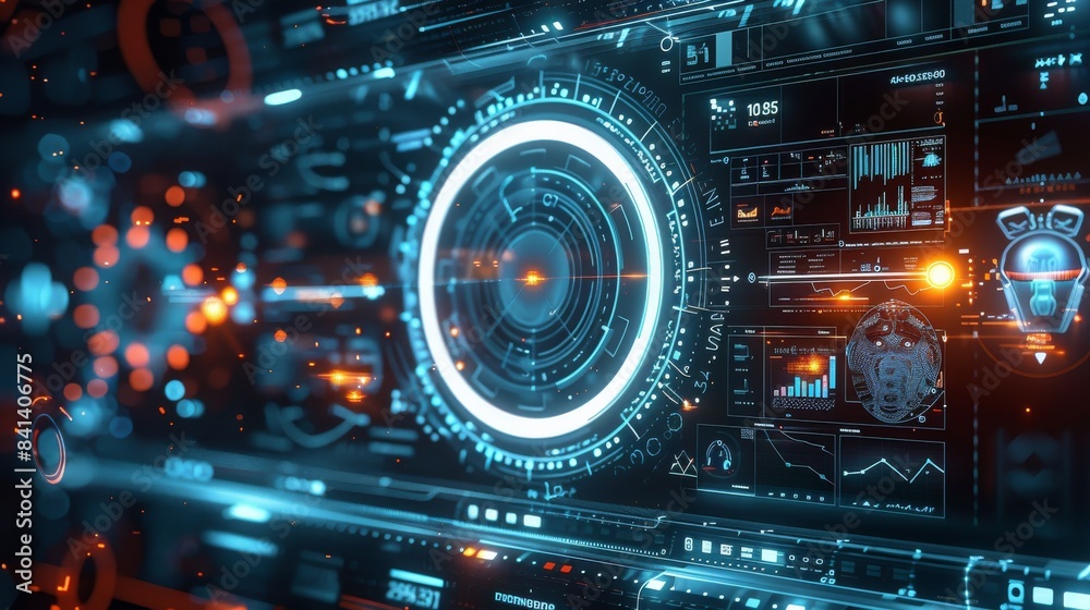 Generate a data big screen, with a technological style and a sense of design, containing elements related to big data. Generative AI. Generate a data big screen, with a technological style and a sense of design, containing elements related to big data. Generative AI.