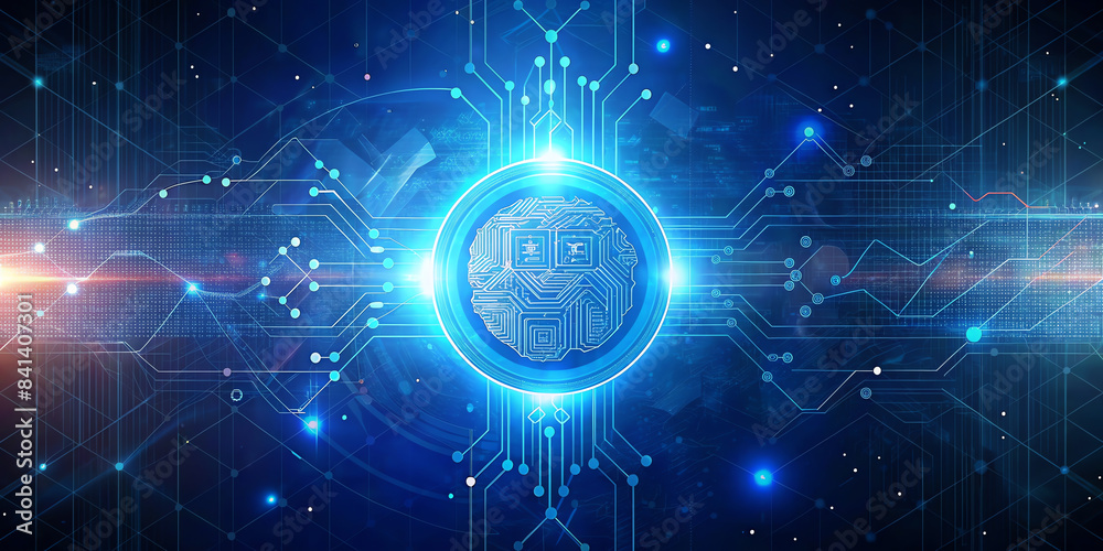 Obraz premium blue digital background with space for text