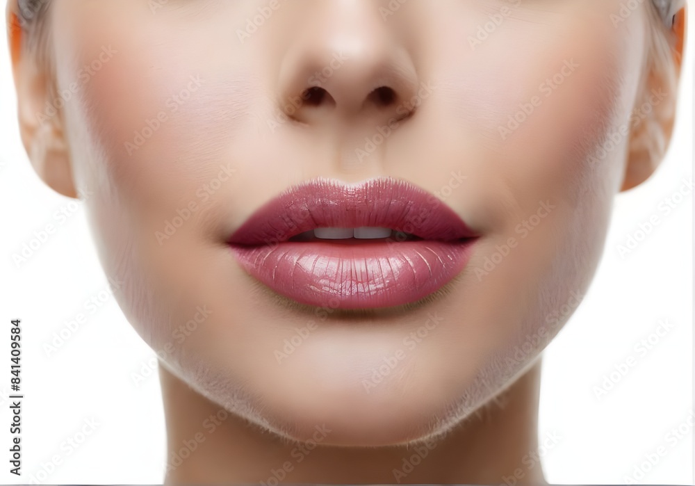 Obraz premium Lips, Woman Face Mouth Beauty, Beautiful Skin Full Lip Closeup