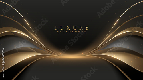 Elegant luxury background with flowing gold accents and a dark backdrop, perfect for sophisticated designs and high-end presentations. Vector Illustration.