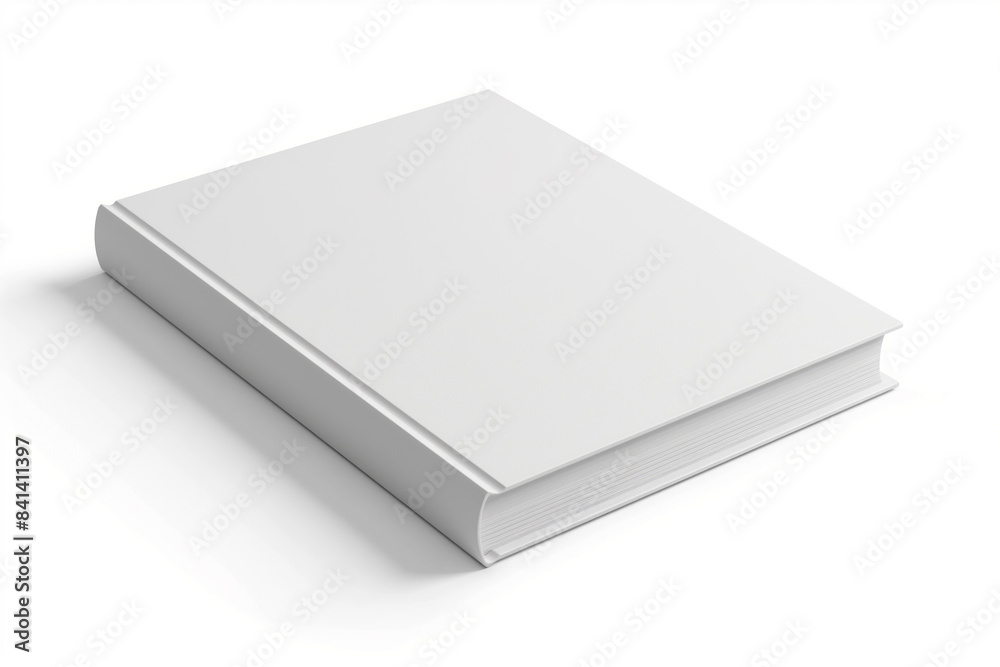 A blank white book mockup on a light background, ideal for branding or design portfolio display. Generative AI A blank white book mockup on a light background, ideal for branding or design portfolio display. Generative AI