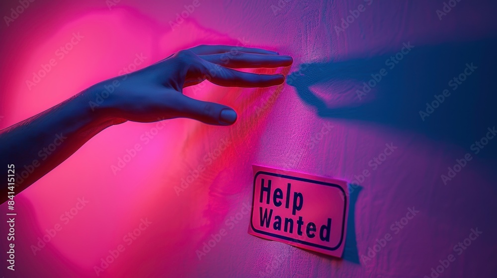 anaglyphic holographic, A hand reaching out to touch a 