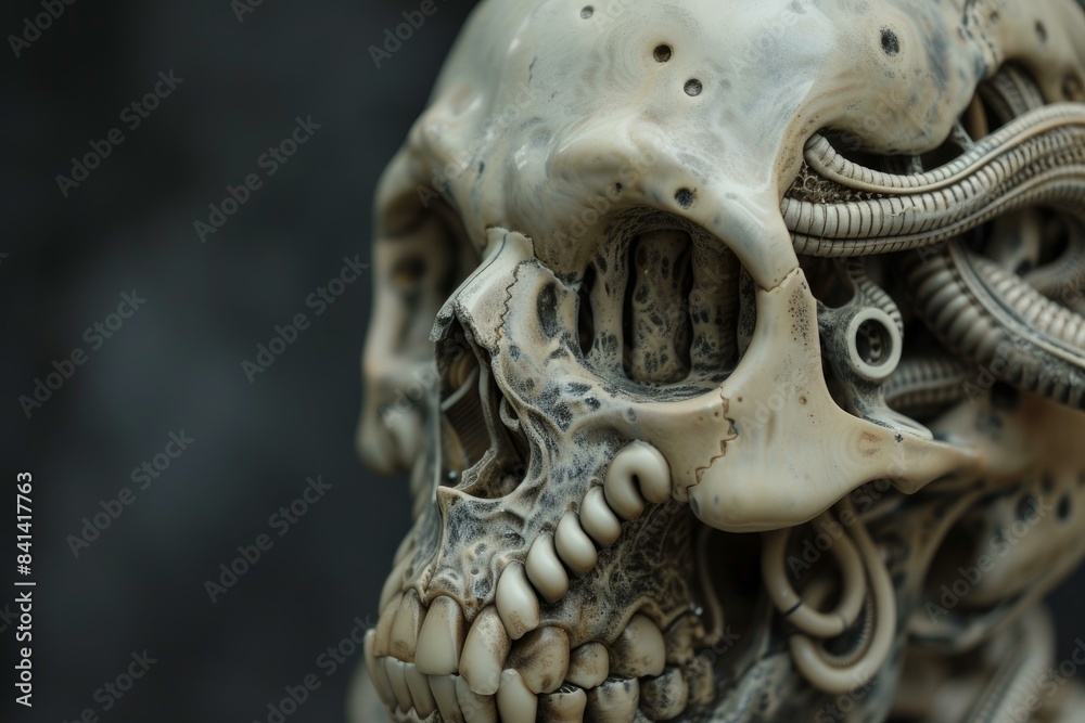 Futuristic Biomechancial skull. Fantasy human art. Generate Ai Futuristic Biomechancial skull. Fantasy human art. Generate Ai