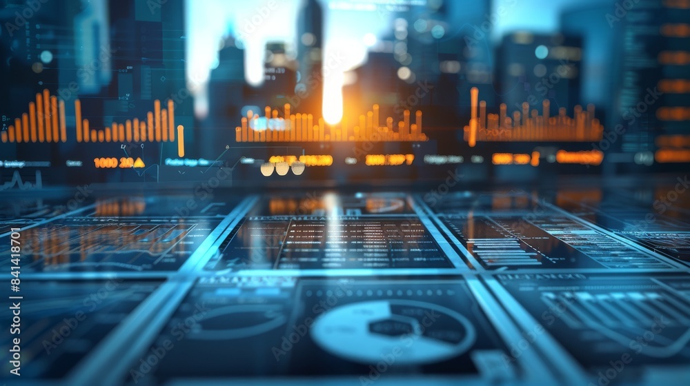 Φωτογραφία Business and Financial Data Analysis, A graphic interface depicting the future of profit analytics, online marketing research, and digital business strategies