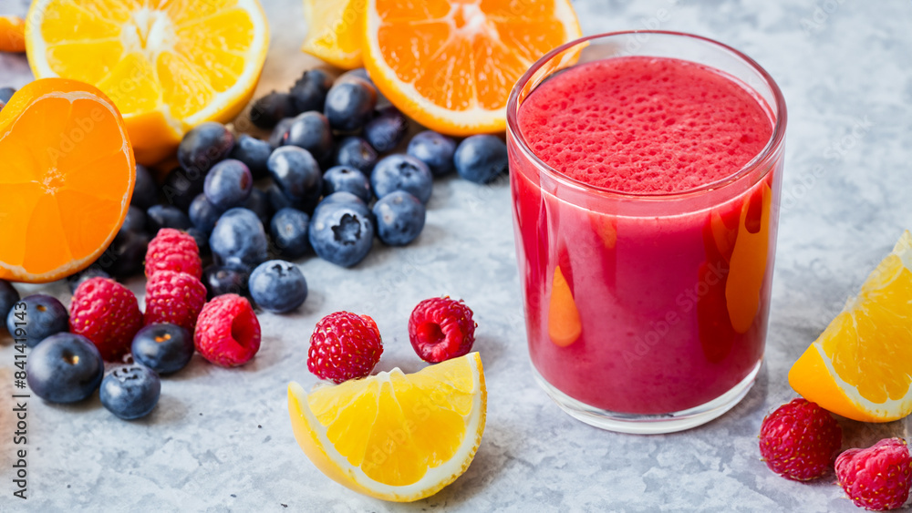 Glass of fresh juice with fruits Glass of fresh juice with fruits