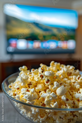Couple enjoying popcorn in front of large screen tv for enhanced movie night experience