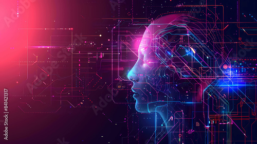 Technology AI abstract digital futuristic circuit, Cyber science tech, Innovation communication illustration. © jantavong