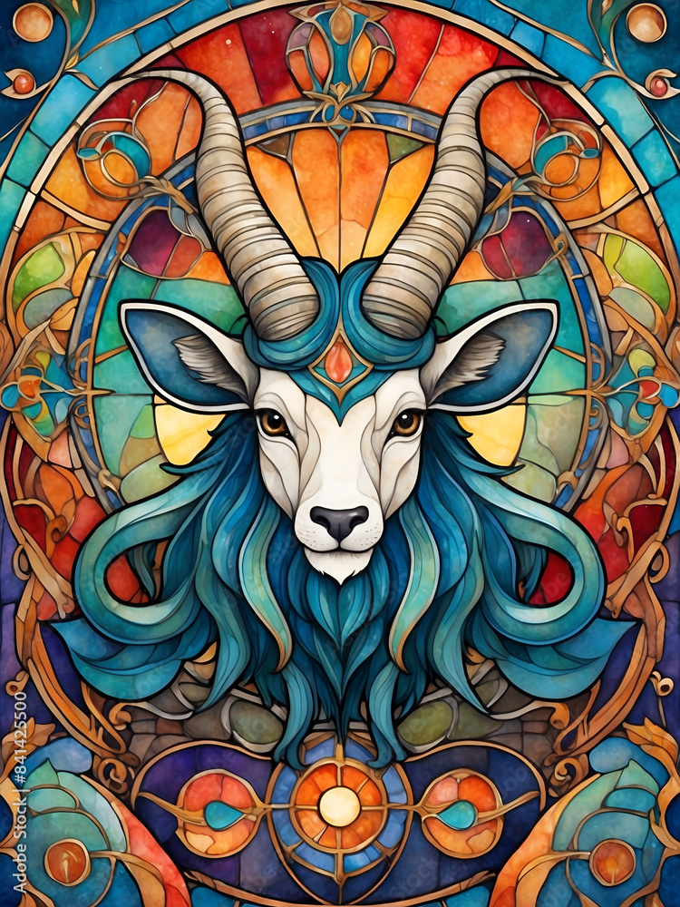 Caprinius Sign graphic picture of a Capricorn symbols, zodiac sign, made in the style ...